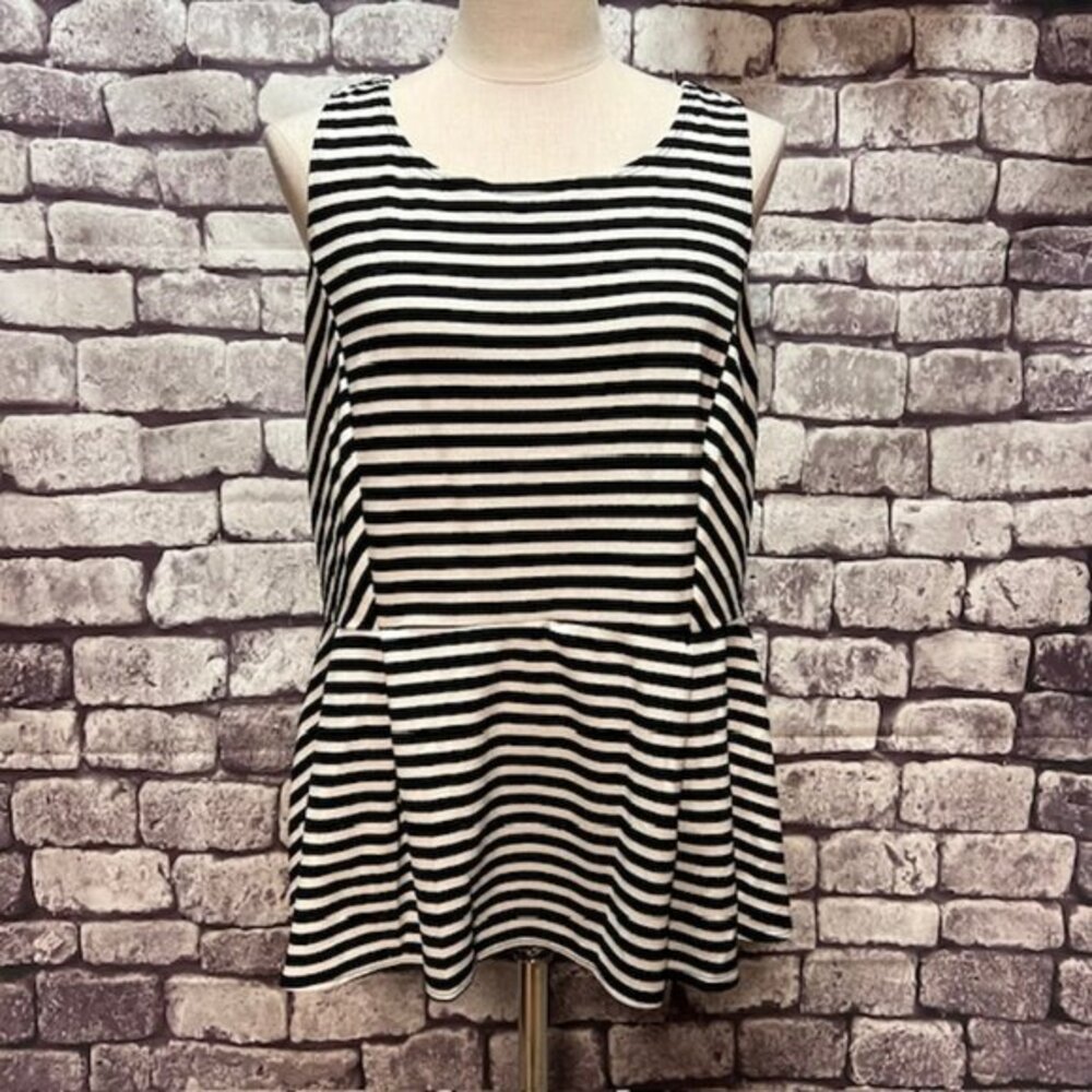 Simonton Says Black & White Scoop Neck Blouse Size 1X